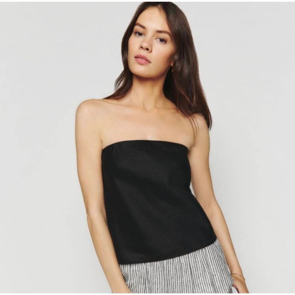 Reformation Elegant Black Strapless Tank